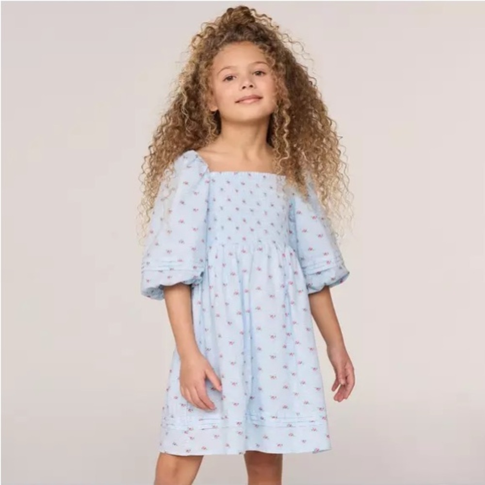 THE NATALIE FLORAL SMOCKED BUBBLE SLEEVE DRESS
